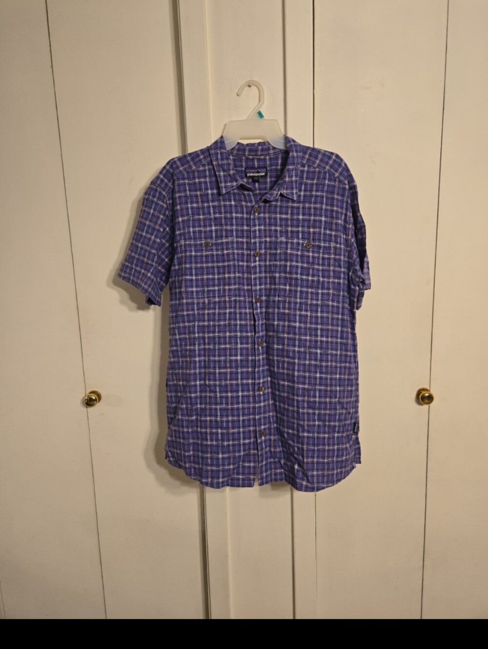 Patagonia Back Step Shirt Men's Sz L purple striped button down